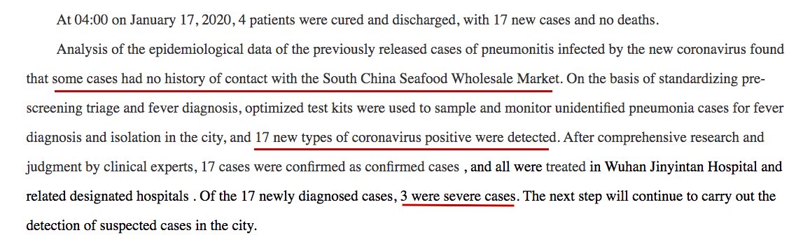 HelenBranswell's tweet image. 1. Authorities in #Wuhan report finding 17 new cases of #nCoV2019, 3 of which are suffering from severe illness. In 2  cases, they were so ill they couldn't be transported to Jinyintan Hospital, where other patients are being treated. 
Thread👇🏼