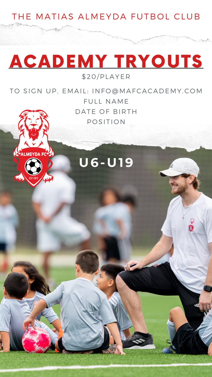 Email to sign in! Spend the new year off with the right club! 2020 is your year to improve your soccer abilities beyond imagination. ⚽️🔴⚪️

#matiasalmeyda #houstonfutbol #houston #youthsoccer #mafc #soccer2020
