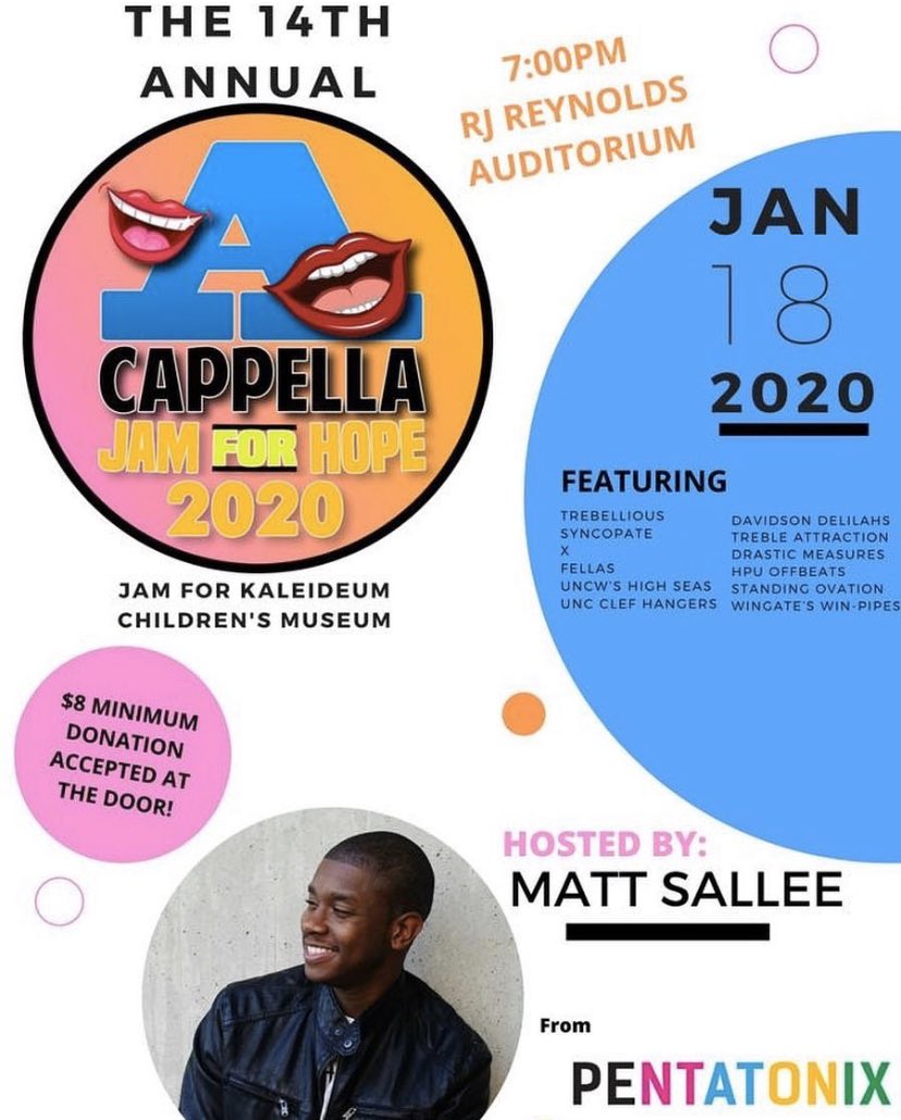AppstateTreble's tweet photo. If you aren’t coming to watch Acappella Jam tonight at RJR HS, wyd? https://t.co/qk45KWJWPz