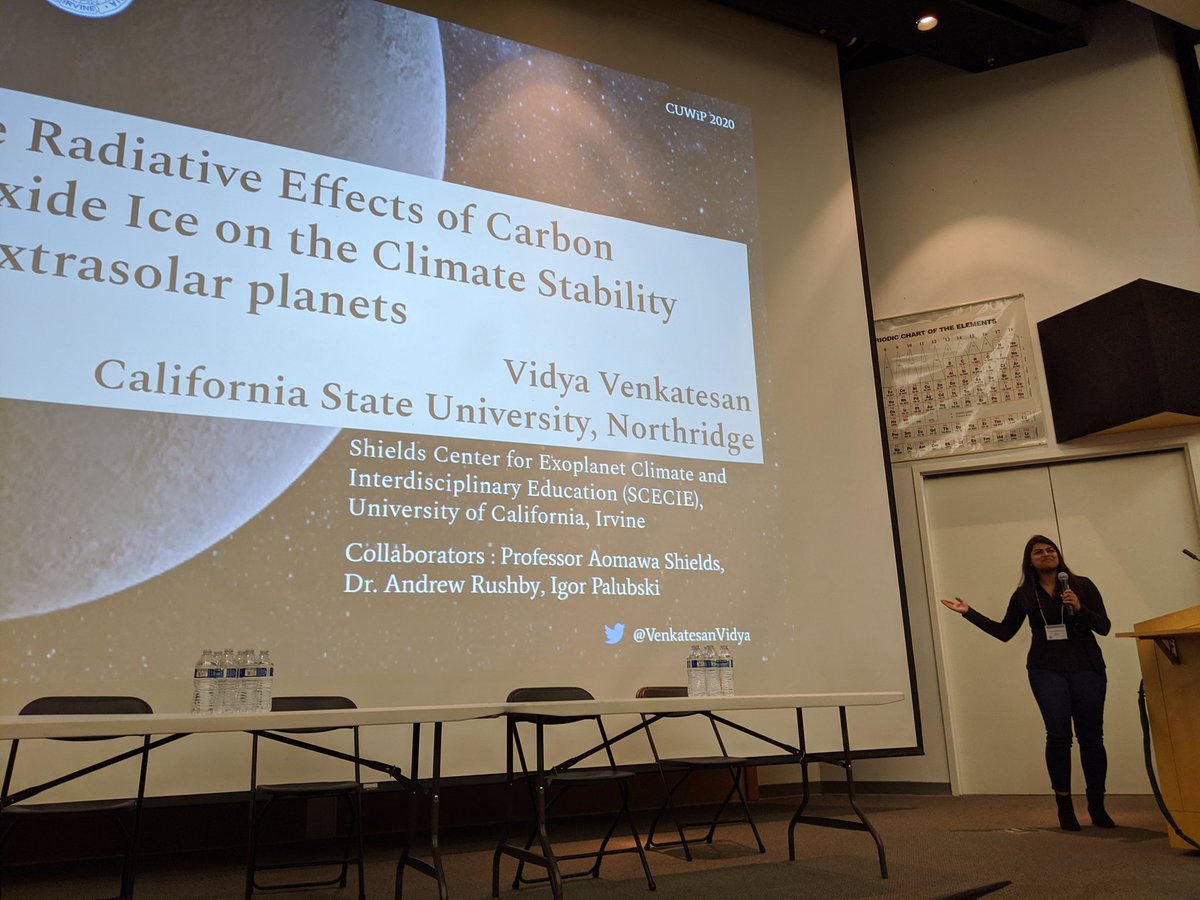YvonneNgPhysics's tweet photo. @VenkatesanVidya gave an interesting talk at CUWIP on the radiative effect of carbon dioxide ice of exoplanets. It may be key to finding the next habitable planet. @ucicuwip https://t.co/EV2IdoK3ib