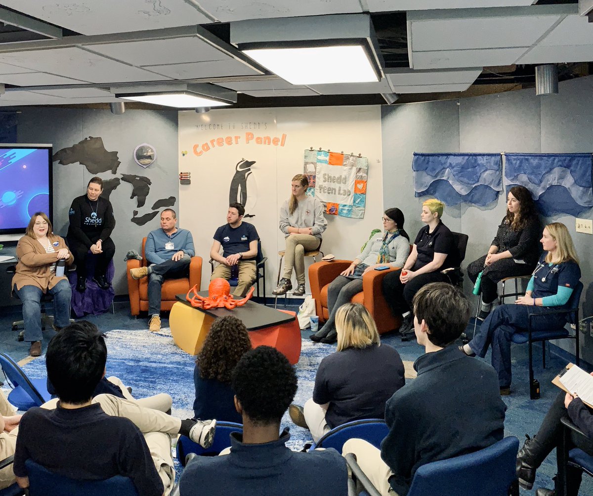 SheddLearning's tweet photo. From diving to designing, teens in #SheddTeenWorkStudy and #SheddTeenLab learned about jobs at the aquarium. Some of them even got to meet Violet, the skunk! https://t.co/EhqFgpQwoq