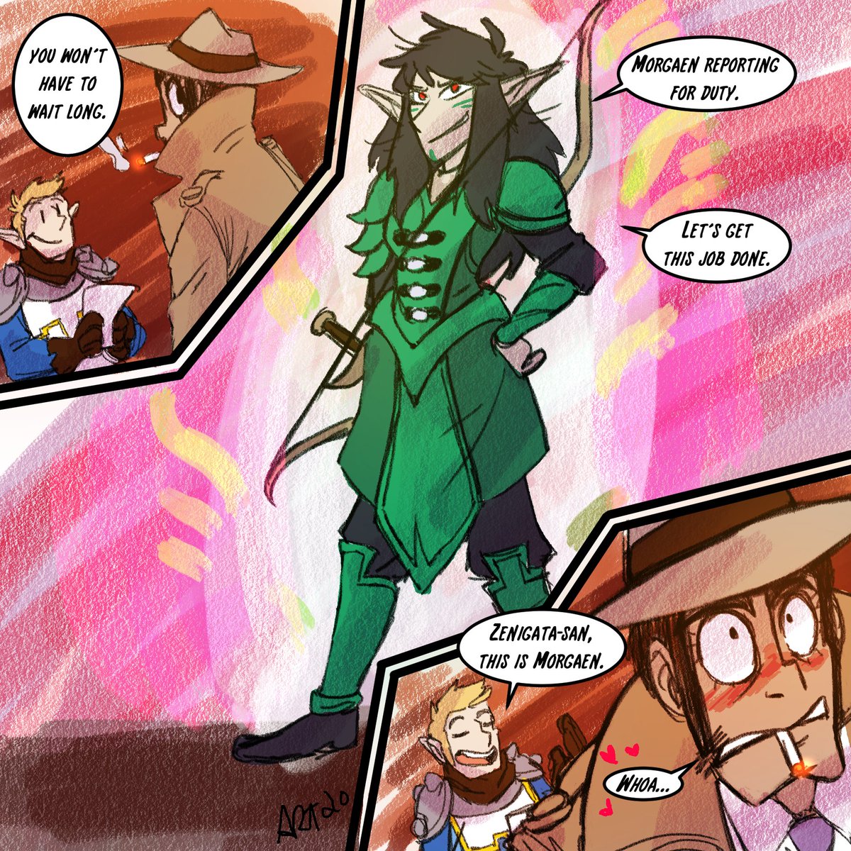 deggey's tweet photo. I don't think I've ever drawn #Morgaen but here she is dealing with This Asshole xD #OminDran #KoichiZenigata #InspectorZenigata #AcquisitionsIncorporated #Lupinthe3rd #crossover #fanart #art https://t.co/LxHCkovJOU