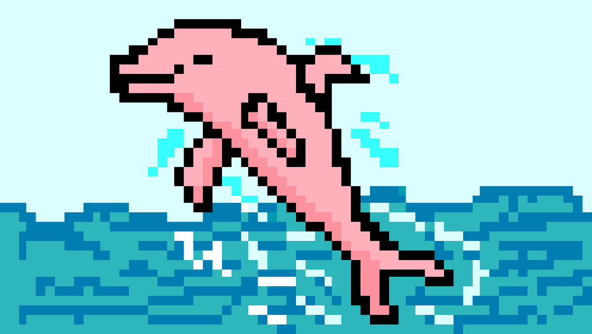 Pink Dolphin ピンクのイルカ Pixelart Pink Dolphin Pixel Art T Co Rwtefefpd3
