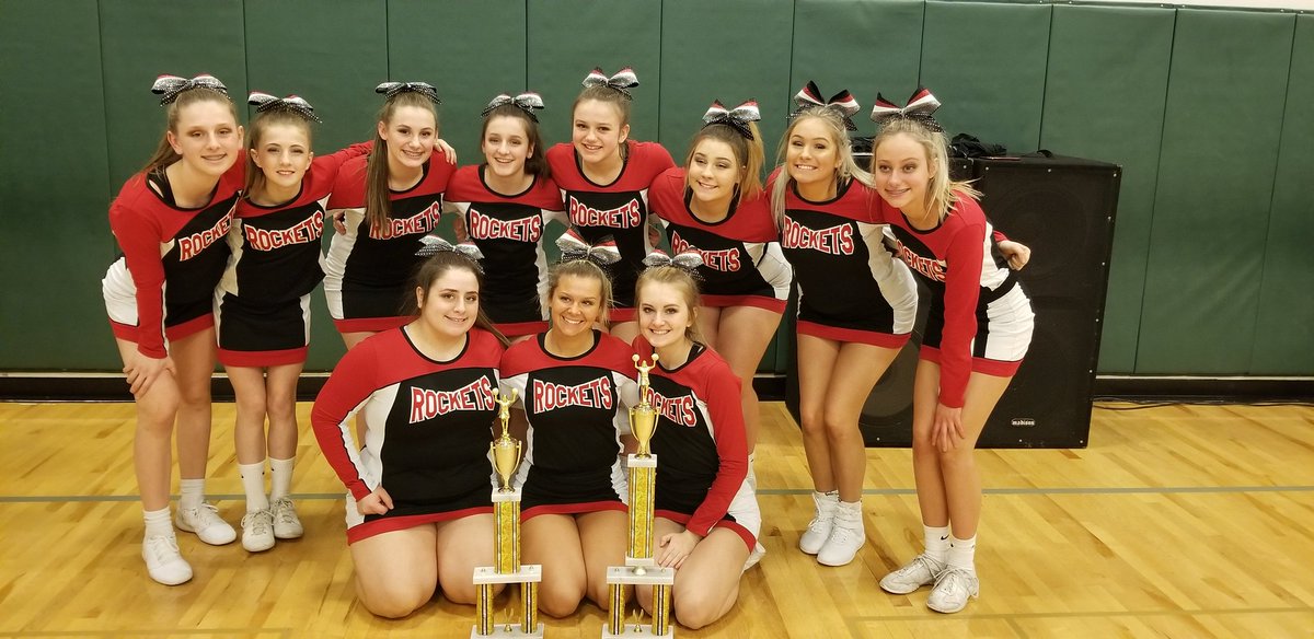 South Milwaukee cheerleaders competed for their first time at Greenfield today. They took 1st in the Game Day Prep division and 2nd place in the super small traditional routine. So proud of these young women! #smway #loudnproud #rockit4therockets