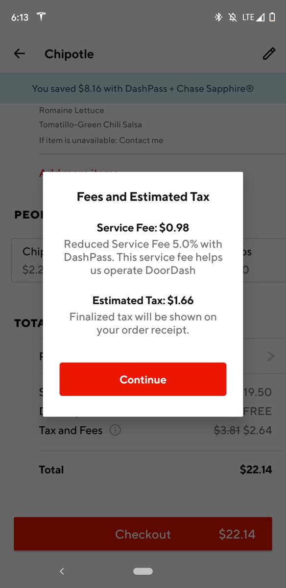 Paul Katsen On Twitter I Can Get Chipotle Delivered For A 0 98 Fee On Doordash Thanks To The Chase Sapphire Deal Someone Is Losing A Lot Of Money On This Order