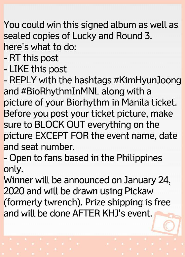 triplesph's tweet photo. 💚TWITTER RAFFLE FOR PHILIPPINE PEAS💚

Surprise #kpopgiveaway for those coming to support #KimHyunJoong and his #BiorhythmWorldTour on January 25 2020!
#BioRhythminMNL
#giveaway
#Kpop https://t.co/EDF7zWw7If
