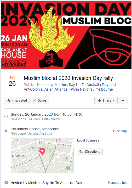 WgarNews's tweet photo. @anne_clothier @RightsLGBTI @BlakandBlack @greenleftweekly @janettj777 @JennyPineapple2 @BakchosGlass @CapesJoy @RobRobbEdwards @lynlinking @LadyPoop2 @mormorlady @Penny_MadamLash @WhteRbbnAdvocat @AnticolonialM #MuslimsSayNoToAustraliaDay #MuslimBloc at #InvasionDayRally2020 #InvasionDay2020 
'#MuslimsWorkingInSolidarity with #AboriginalPpl against #HistoricalErasure, #AboriginalGenocide'
@justice_muslim #justice_muslim Cc @SaraSalehOz 
#MuslimJusticeCollective https://t.co/gS9UCcsEHQ https://t.co/TejoCbw5Aj