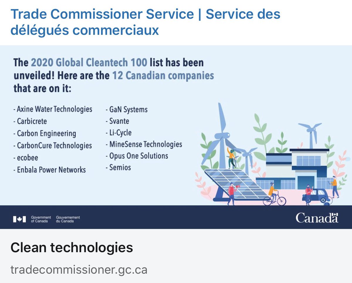 Elaine_Dsouza's tweet image. Congratulations to the 12 🇨🇦 firms tht made it onto the 2020 Global #Cleantech100 List! These co’s r best positioned to solve tomorrow’s cleantech challenges. 

Find out how d @TCS_SDC is helpin cleantech cos tk their innovative solutns to d global mkt :bit.ly/2NCtaEW