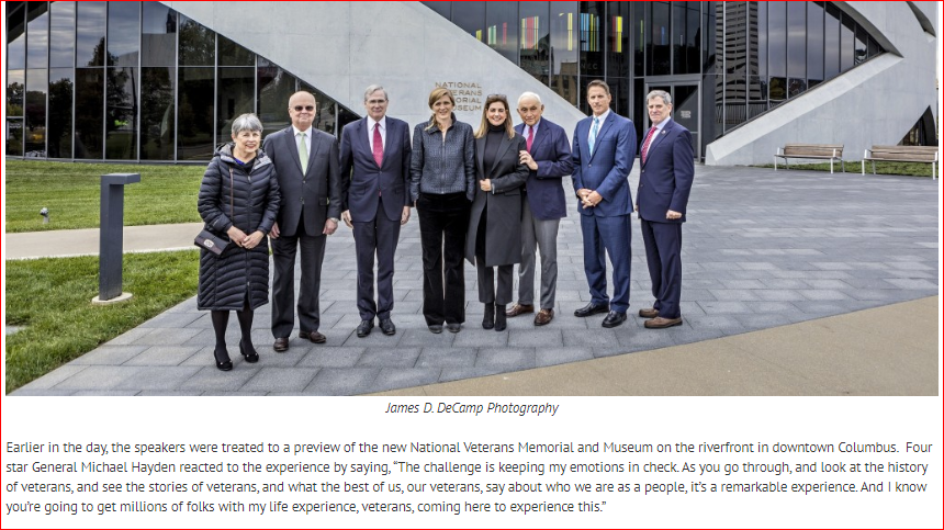 Here is Michael Hayden, Samantha Powers and Stephen Hadley posing with Les Wexner!