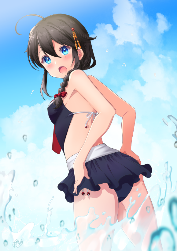時雨(艦これ) ,時雨改二 「寒いので水着時雨ちゃん再掲しておきますね。 」|壱十九 / illustratorのイラスト