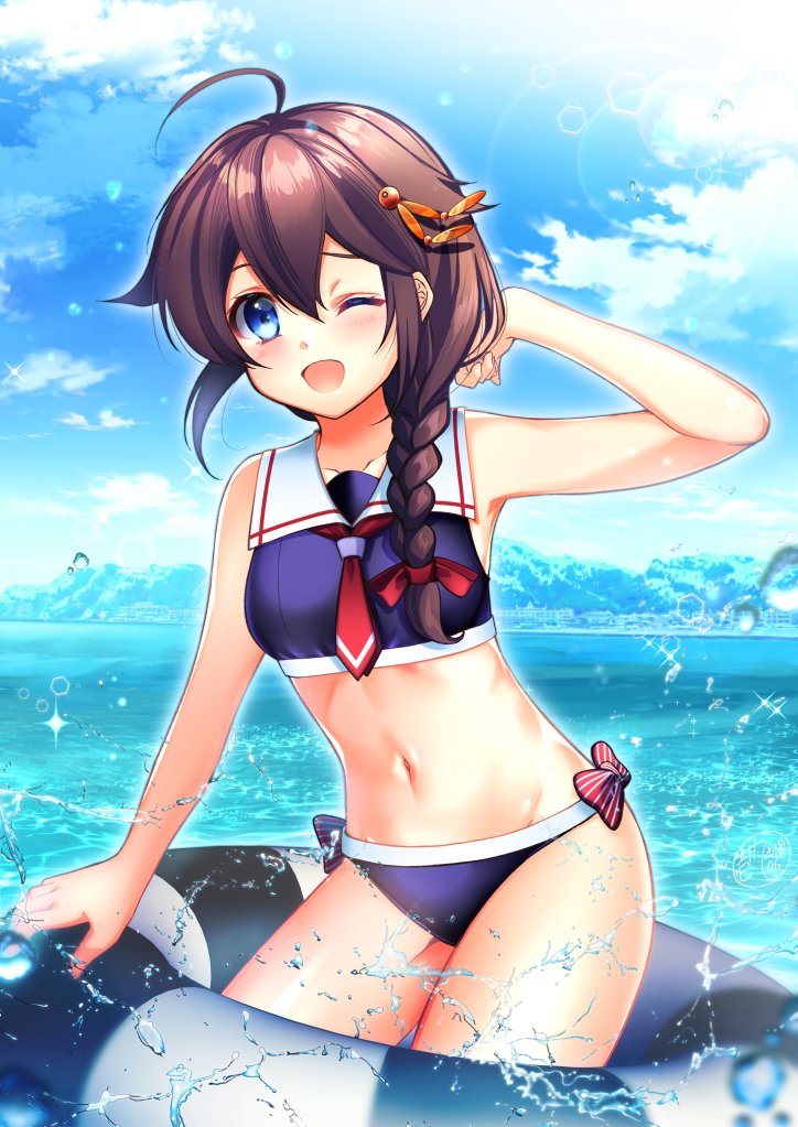 時雨(艦これ) ,時雨改二 「寒いので水着時雨ちゃん再掲しておきますね。 」|壱十九 / illustratorのイラスト