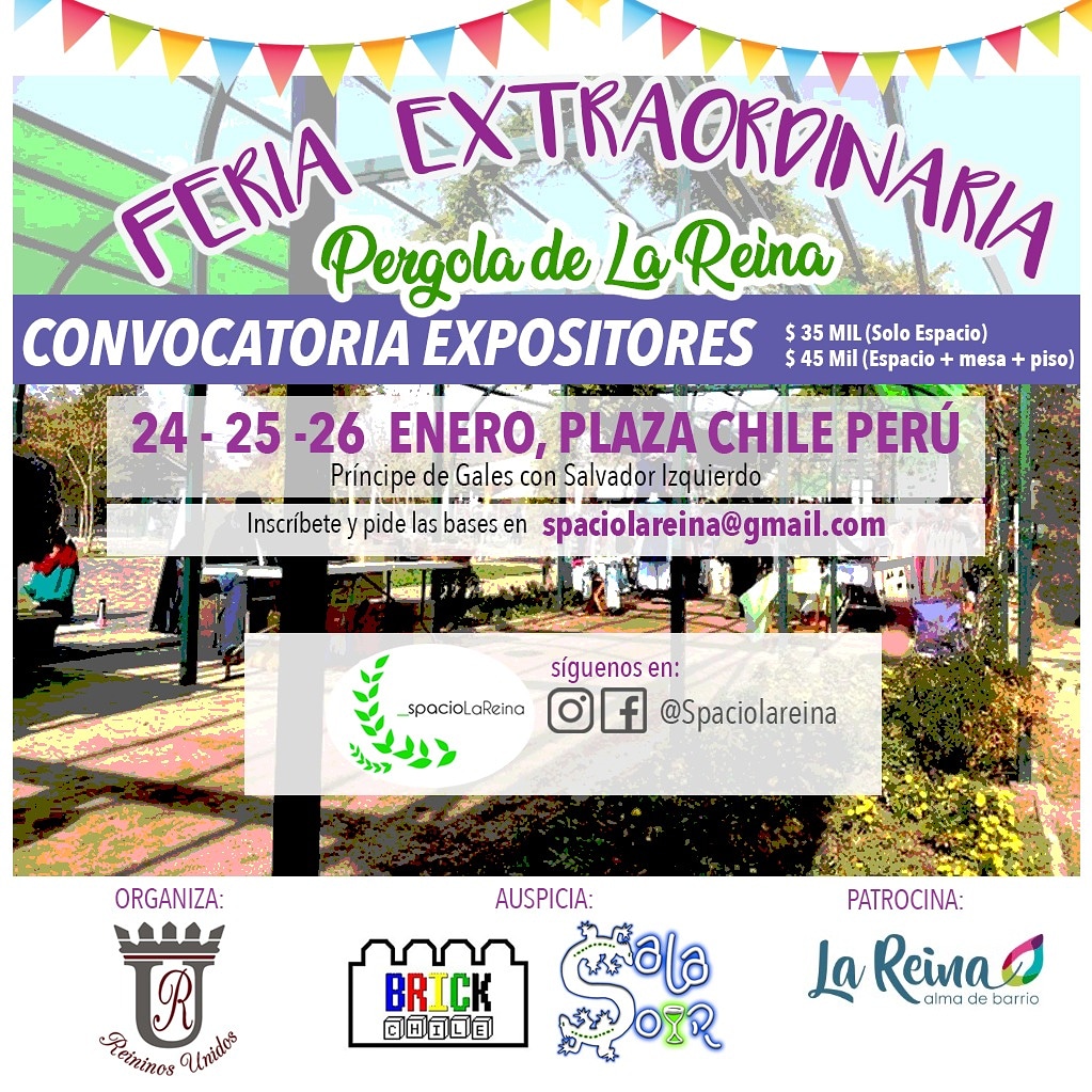 BrickChile's tweet photo. Más info en spaciolareina@gmail.com 

#LaReina participa en @spaciolareina y @reininosunidos 

Auspician:
@barsalasour @brickchile 

Colaboran:
@objetosilustrados @macetasypunto @munilareina https://t.co/zQLPbIlixl