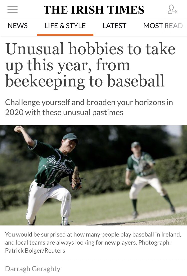 Baseball Ireland on Twitter "Unusual hobbies to take up this year