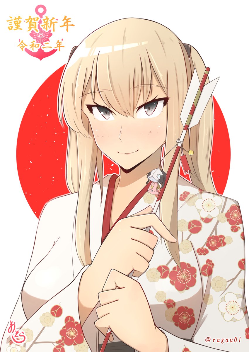 艦これ 年賀状その5 加賀さんと武蔵さんのペアです 普通に描いてそうで実はあんまし描い おそら 長門武蔵お絵描きオジサンのイラスト