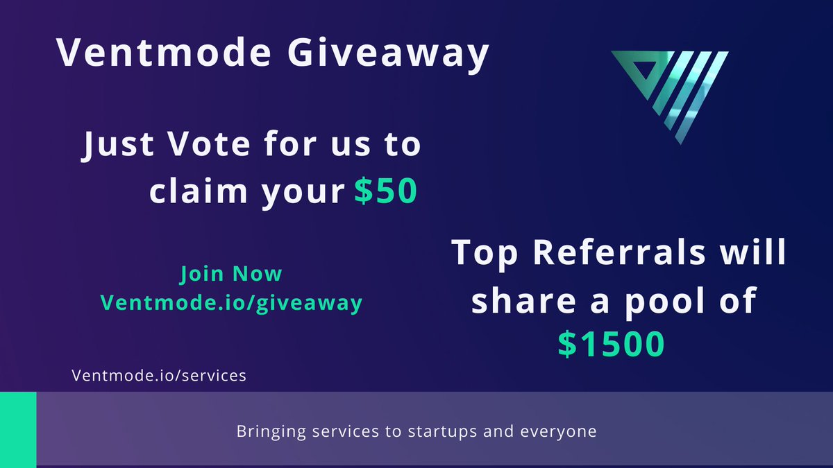 We continue the contest!!!!.
6 days left. Support us by voting Ventmode as the top project.
Join Now at Ventmode.io/giveaway
#Binance #KuCoinPlay #vent #giveaway #Airdrop