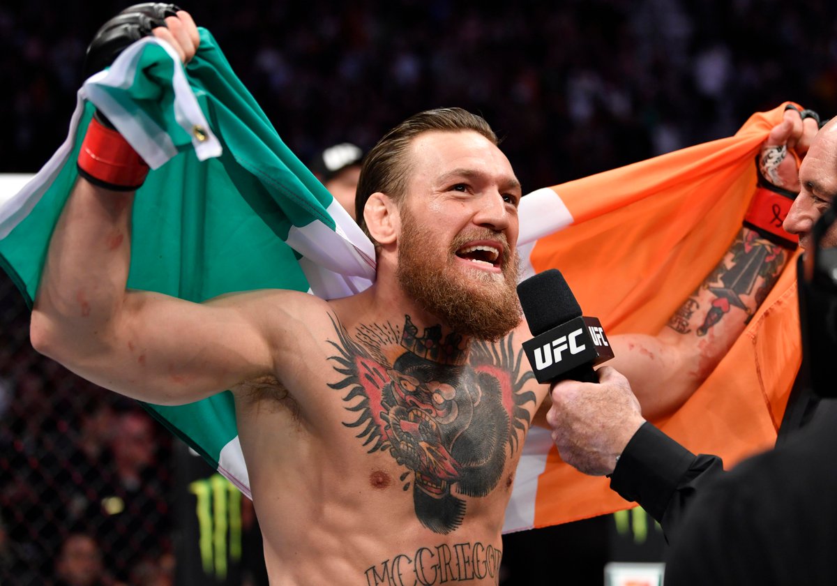 UFCNews's tweet photo. "Who is next doesn’t matter, the when is more interesting. The whole world lights up when I fight, so I want to get back out there again. Soon enough, we’ll see what happens." -@TheNotoriousMMA after his TKO victory over Donald Cerrone at #UFC246

Results: https://t.co/DtEugn6Psl https://t.co/GTdaAvS8lp