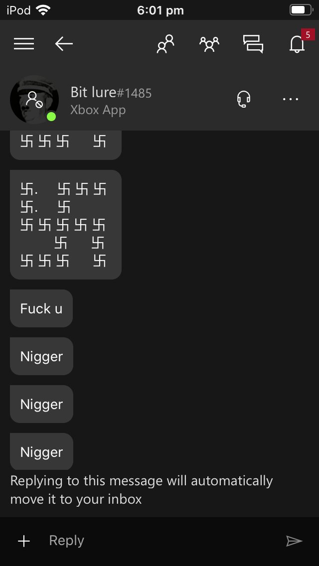 ShadesOfGorgon's tweet image. This is what my child is receiving on the #Xbox app . Something had better be done about it . Right now. #xboxsupport #nazihate #racism #racist