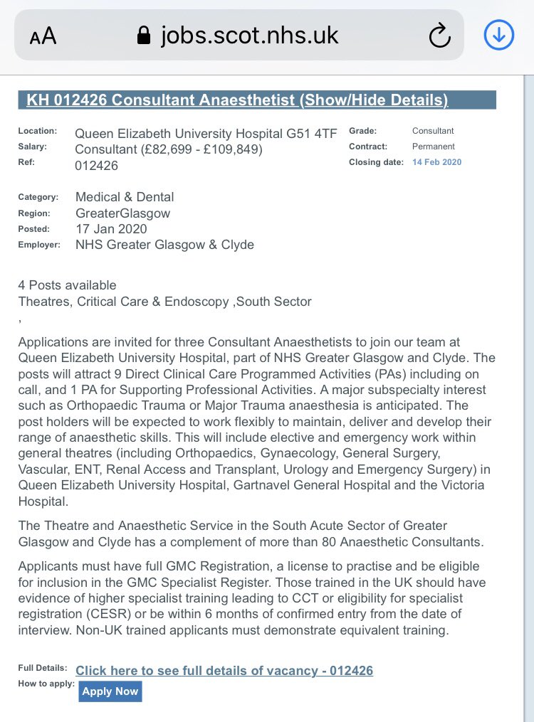 4 posts! Come join the team <a href="/qeuhanaesthesia/">QEUH Department of Anaesthesia, Glasgow, UK</a>