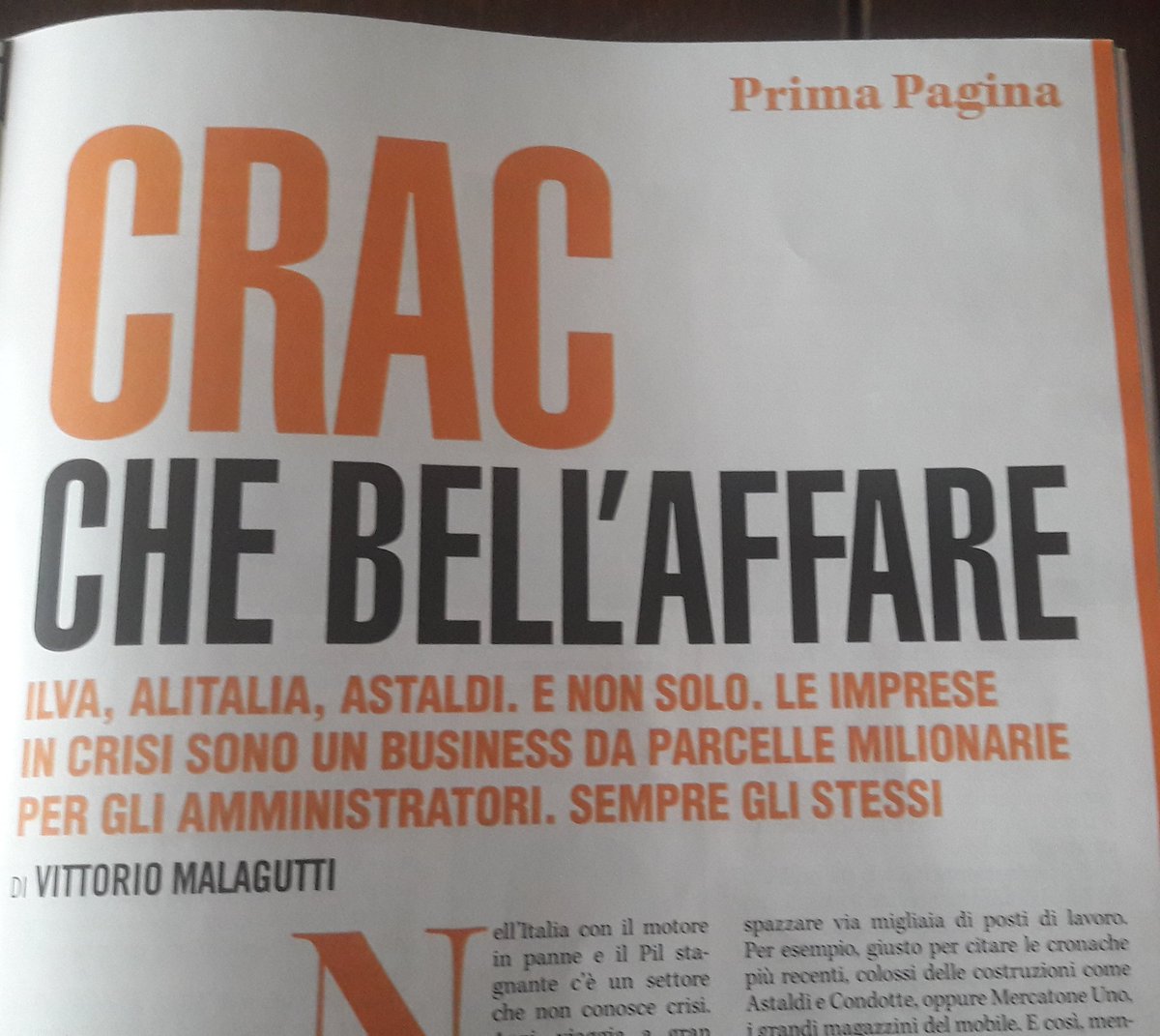 VMalagutti's tweet image. Far soldi con i fallimenti degli altri. La torta milionaria dei salvataggi (salvataggi?) delle aziende crisi. Un affare per pochi commercialisti e avvocati tra megaparcelle e conflitti d'interesse. #ilva #alitalia #astaldi #mercatoneuno
Su l'Espresso in edicola @espressonline