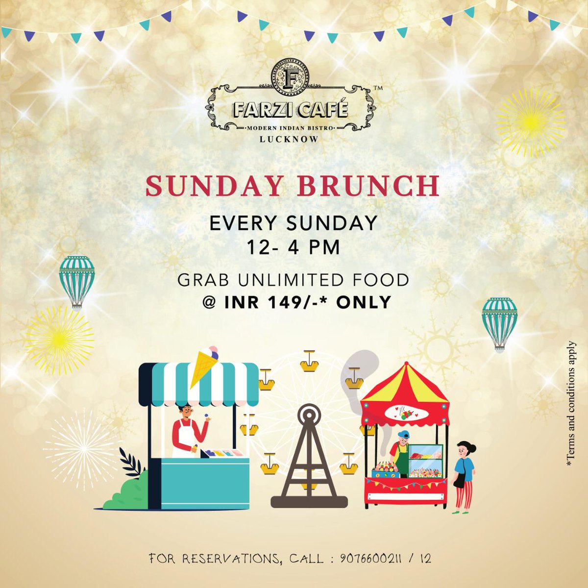 Enjoy Unlimited Sunday Brunch only @ INR 149/- in  @FarziCafe #Lucknow
#food #foodie