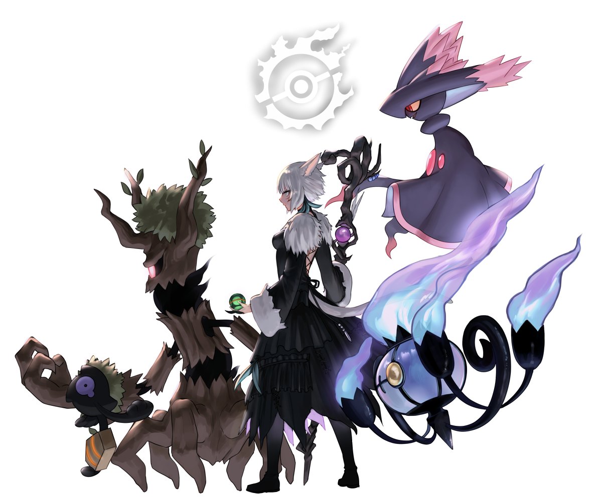 y'shtola rhul miqo'te crossover poke ball pokemon (creature) 1girl holding poke ball dress  illustration images