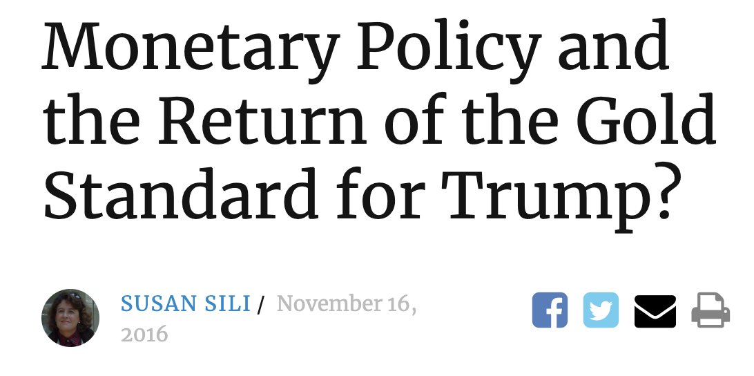 "I have known Judy for a decade now... A conversation with Judy Shelton on monetary matters always involved a return to the gold standard."  https://bearingdrift.com/2016/11/16/monetary-policy-return-gold-standard-trump/