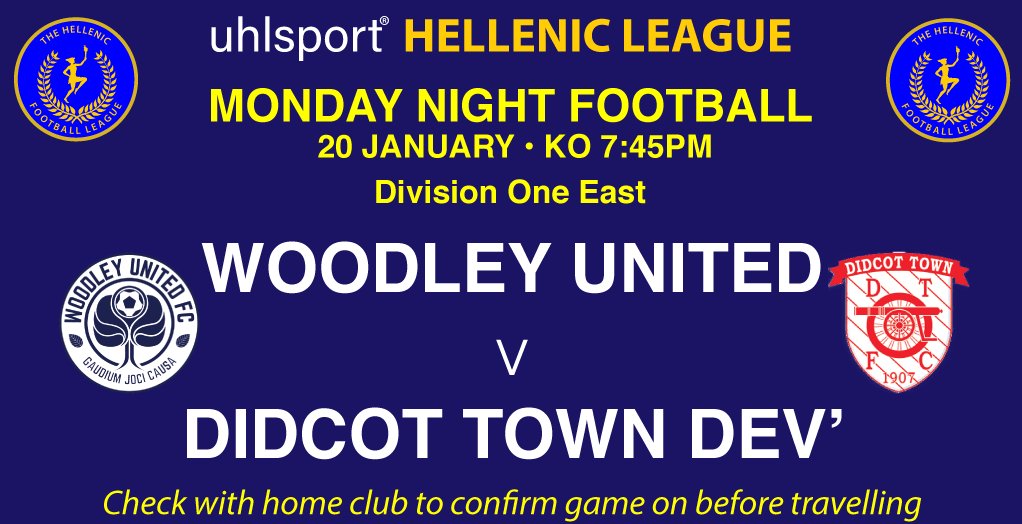 HellenicLeague's tweet image. #hellenicleague MONDAY NIGHT FOOTBALL
@uhlsportUK @HellenicLeague  DIVISION ONE EAST
@WoodleyUtdFC v @DTFCDevelopment
