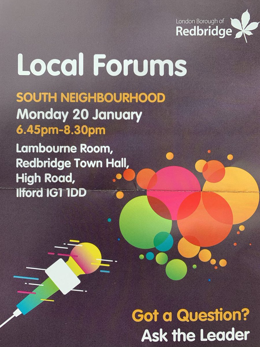 oneplaceeast's tweet image. The South Neighbourhood Public Forum will be taking place this evening between 6.45pm-8.30pm.

Got a question? Why not come along and ask?!

#redbridge #localforum #ilford #refbridgecouncil #ilfordsouth
