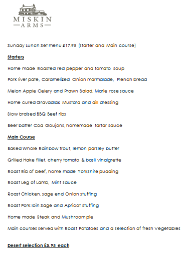 Have you tried our fabulous two course traditional Sunday lunch? *sample menu* miskinarms.co.uk #Miskin #foodie #miskinarms #wine #food #pub #restaurant #fresh #fish #meat #foodporn #local #bar #homemade #eatlocal #SundayLunch #SundayVibes