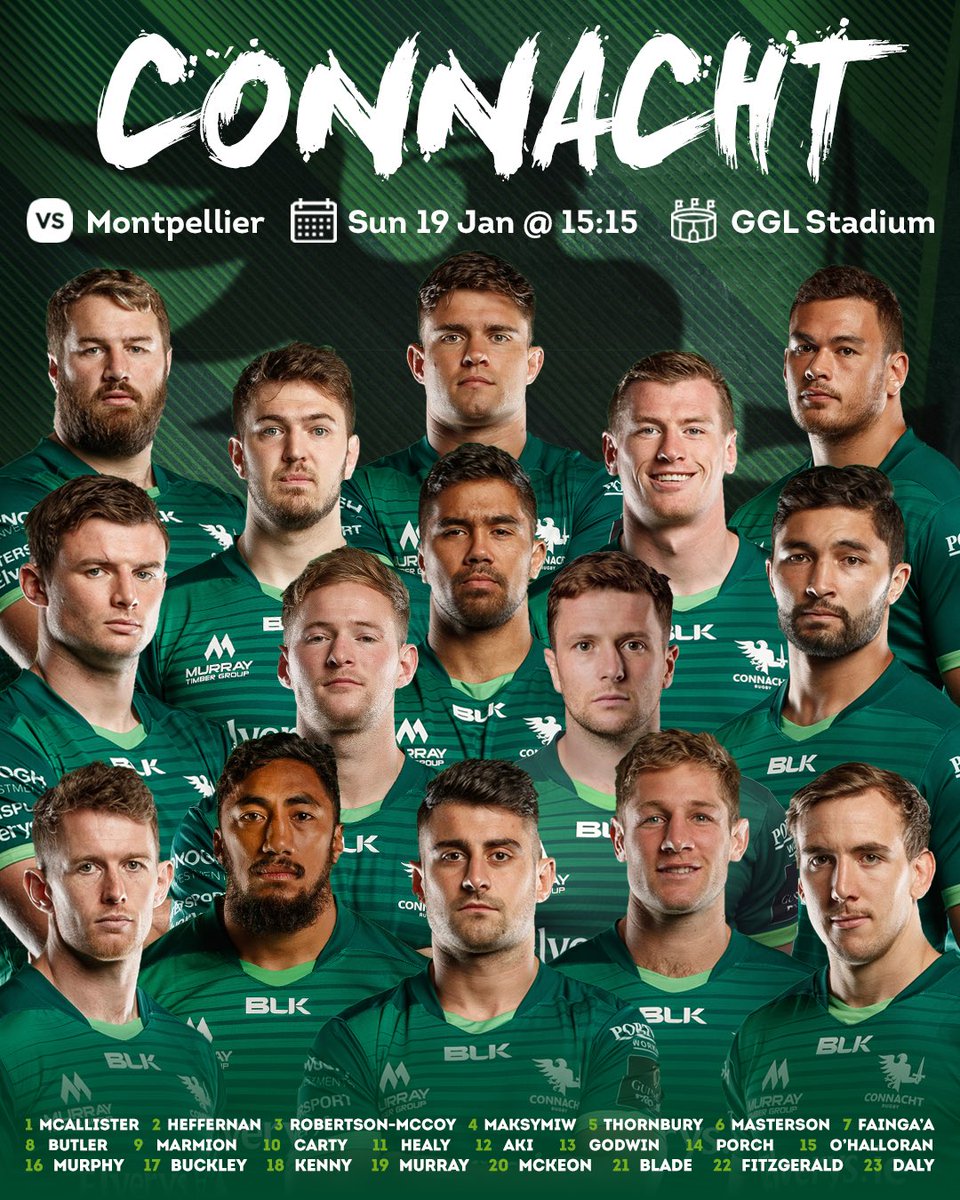 connachtrugby's tweet photo. GAME DAY! 🏉

The lads aim to finish their @ChampionsCup campaign on a high 🟢👊

#MONvCON #HeinekenChampionsCup https://t.co/8rKB2Ce3pY