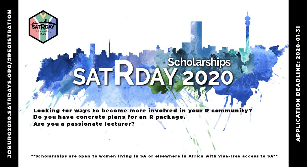 satRday_ZAF's tweet photo. #RLadies in Africa, are you ready for some exciting news? 

Thanks to funding from the @RConsortium, we're able to offer a limited number of scholarships for women to attend the R Package Development workshop &amp; the #satRdayjoburg conference. https://t.co/ZfWD0mW5U4