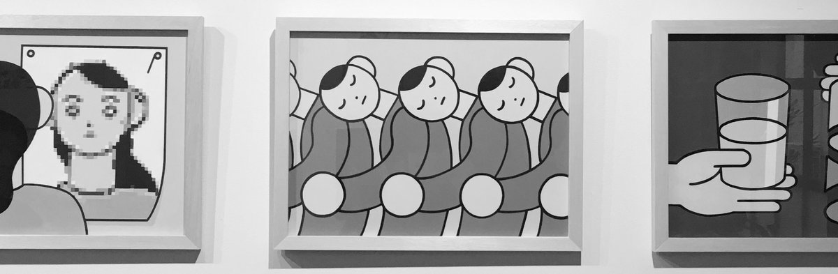 opaltimesさんで開催中のグループ展「明けたら光って」、私はデジタルの処理をアナログで描きました? テーマは低解像度、コピペ、パスファインダー(分割)です 