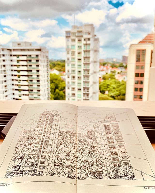 dre_drew_it's tweet photo. Really had fun drawing this today while recording it! :) #andrewee #art #shotoniphone #iphonexr #illustration #moleskine .
.
.
.
.
#Apple #artist #illustration #doodle #drawing #people #places #faces #sketch #sketchbook #artistsoninstagram #buildings #la… https://t.co/OKyLUAbCQ3 https://t.co/LhCZOS5ace