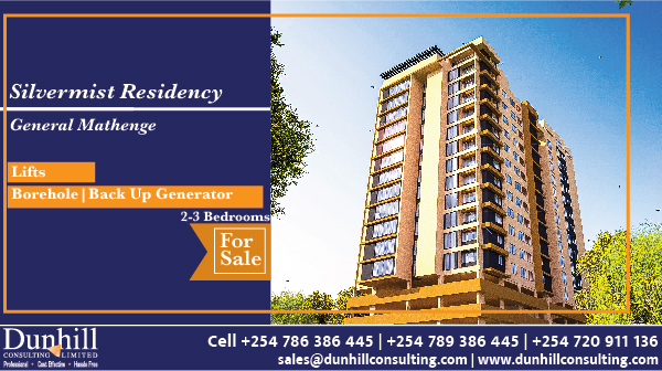 DunhillConsult's tweet photo. Silvermist Residency 

Located on General Mathenge, Silvermist Residency comprises of luxurious 2 &amp; 3 br apartments with close proximity to malls, schools &amp; hospitals. It has a rooftop garden, gym, kids play area, borehole, generator, &amp; lifts.
Call 0735 267 825
#homeforsale https://t.co/Jn3U9UYkXE