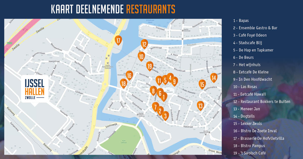 Op 22&amp;23 januari vindt de <a href="/Biobeurs/">Biokennisweek</a> plaats in de IJsselhallen en dat is ook in de Zwolse binnenstad goed merkbaar. Maar liefst 19 restaurants serveren tijdens de Bio-beurs overheerlijke biologische gerechten. Kom proeven en geniet van alle mooie producten uit onze streek!