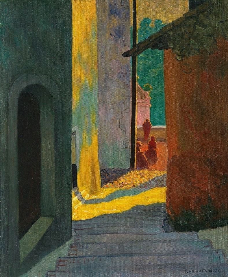 OuchikhKarim's tweet image. Félix Vallotton, Coucher de soleil dans une vieille rue de Cagnes, 1920.