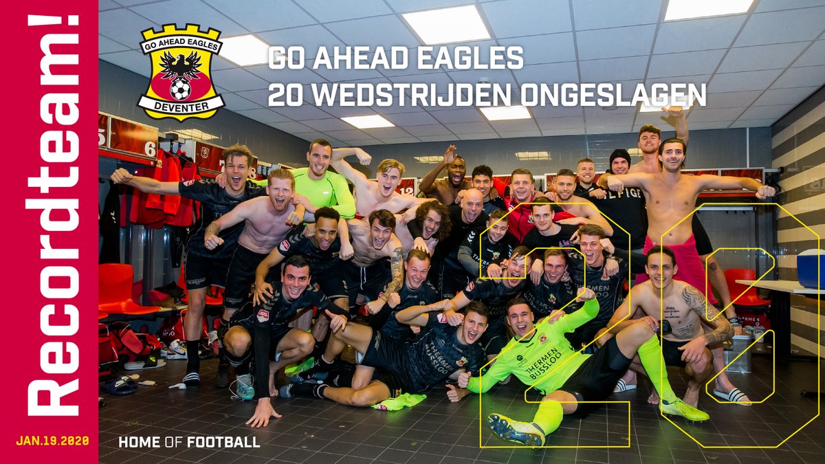 VaassenG's tweet photo. CLUBRECORD!
#KOMOPTAN @GAEagles
🆚 20 officiële wedstrijden op rij
✅ 9 overwinningen
↔ 11 remises
Dankzij een geweldige come-back in Den Bosch is het oude record uit 1918(!) definitief uit de boeken! ❤💛 https://t.co/ndWFVqK2fD