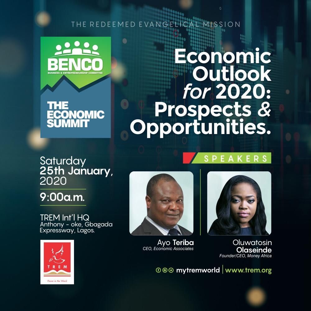tremhqt's tweet photo. If you must achieve your financial plans for the year and surpass your target, then don’t miss our annual Economic Summit this week. Brace up! 💃🏻

⛪️ | TREM Cathedral of His Glory, Lagos. 

🗓 | Saturday 25th January, 2020

⏰ | 9:00pm 

#TREM #TREMEconomicSummit https://t.co/78mgbMHlGc