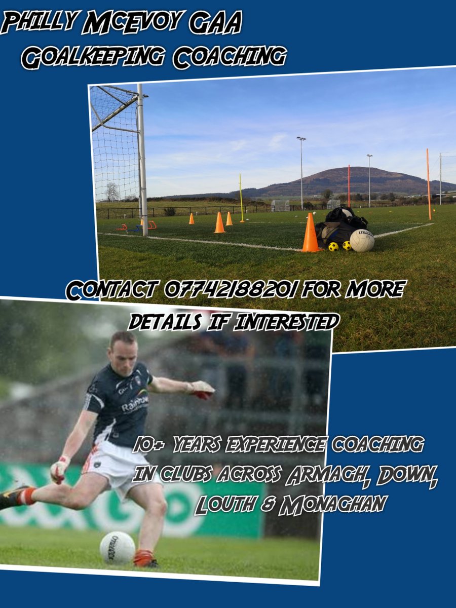 Any clubs interested in availing of GAA Goalkeeping Coaching over the coming season contact me via details below 👍