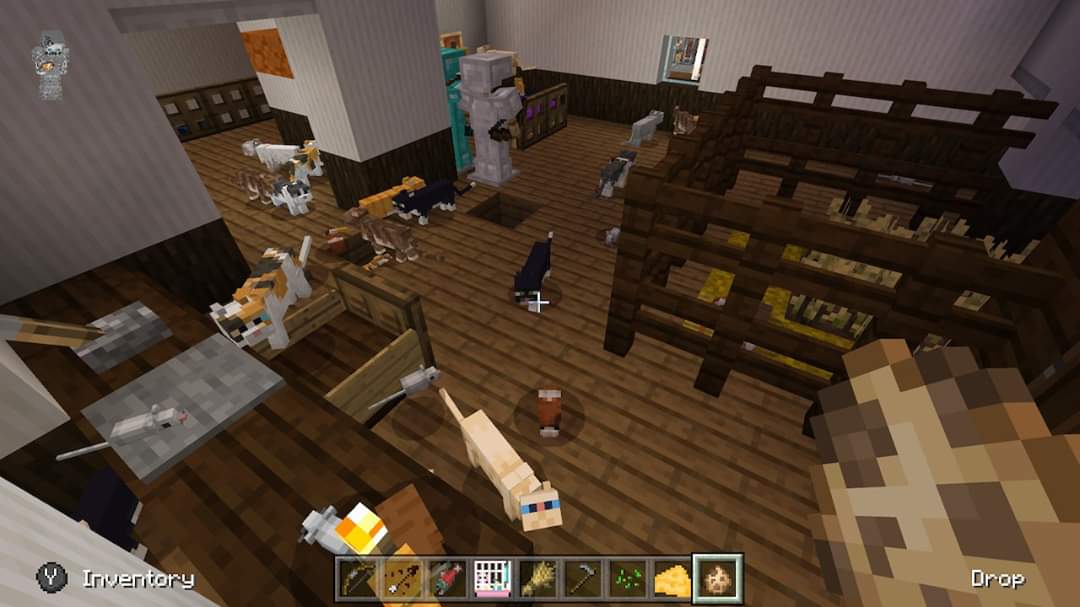 Me: Are the cats helping? 5yo (barely audible over deafening squeaks, wheeks and meows): They're doing NOTHING!  #Minecraft