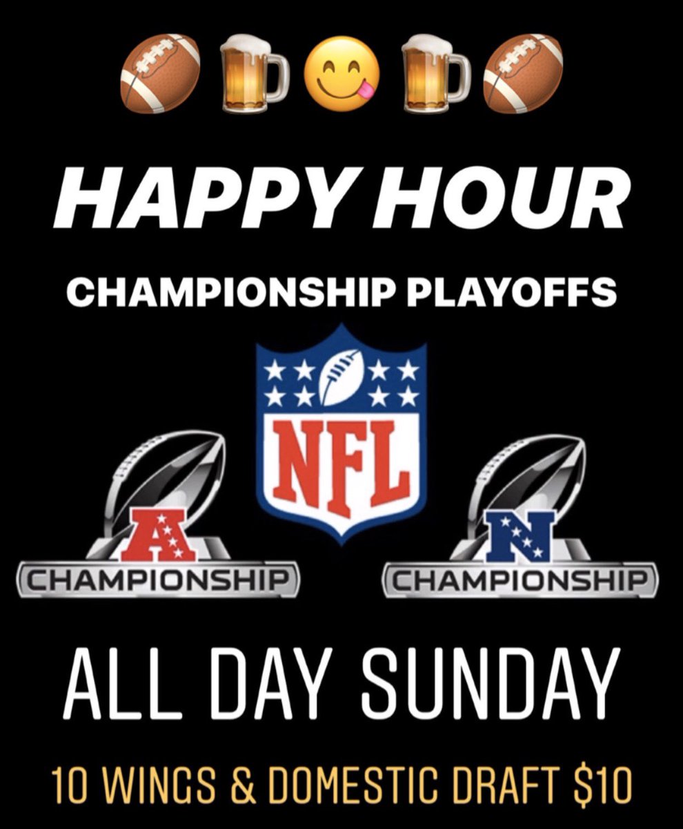 WinstonsDTC's tweet photo. #GameDay at Winston’s 🏈
#NFL #ChampionshipSunday #NFLPlayoffs  #Football 
#HappyHour ALL DAY 🍺

Sunday #Wings Special🔥
10 Wings &amp; Drink...$10
16oz Domestic Draft 🍺
or Well Drink🥃

#WinstonsDTC #WinsonsPubDTC #Denver #DenverTechCenter https://t.co/cyRXEqGDd8