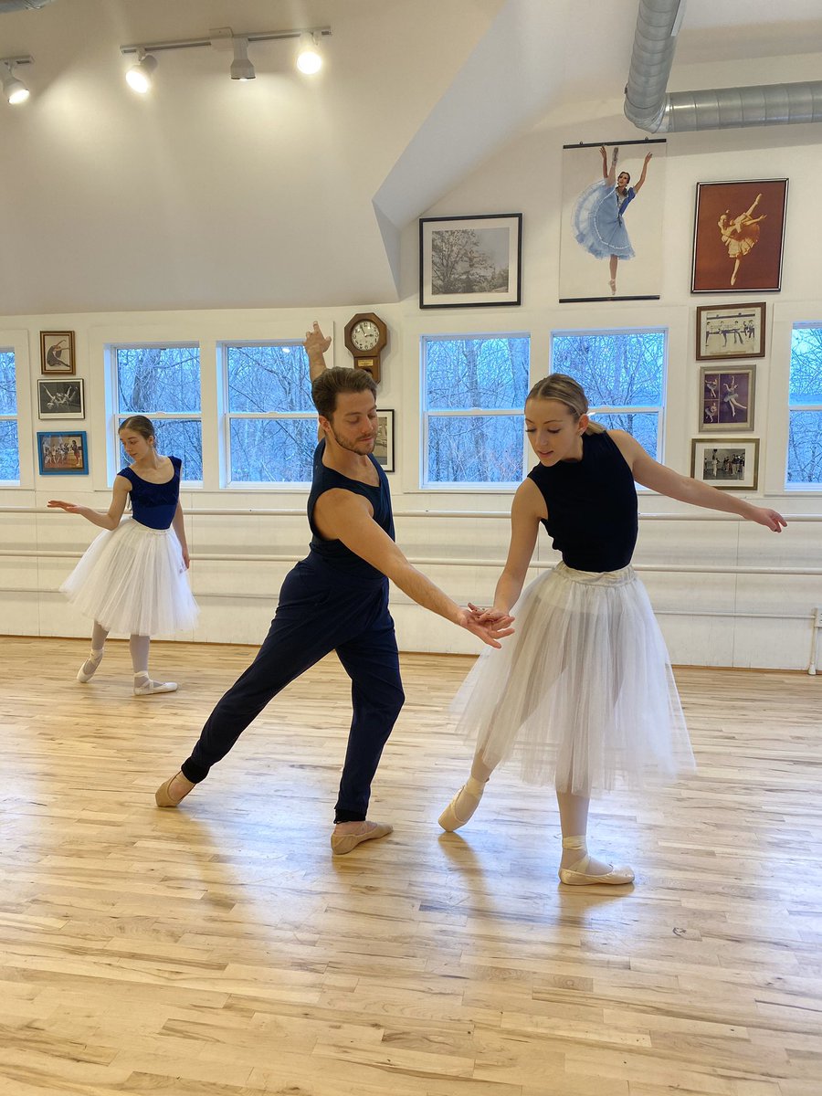 StateBalletRI's tweet photo. Beautiful moments in rehearsal for #Giselle with Guest Artist Greg Tyndall dancing the role of Albrecht with Giselle danced by Principal Dancer Sara Hamel and Soloist Dancer Shannon Mullaney. Tix on sale now here: https://t.co/mK5wYz2QI9 https://t.co/r2RoIZGRD5