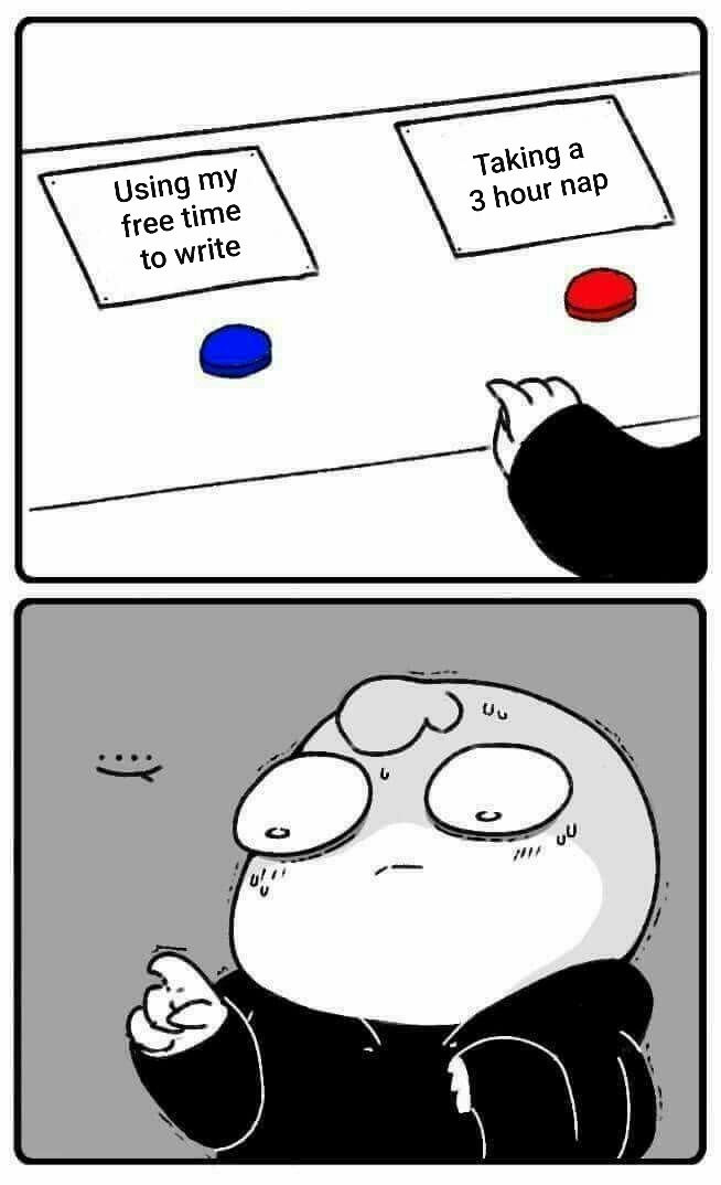 Effectively me since getting a job.
#WritingCommunity #amwriting