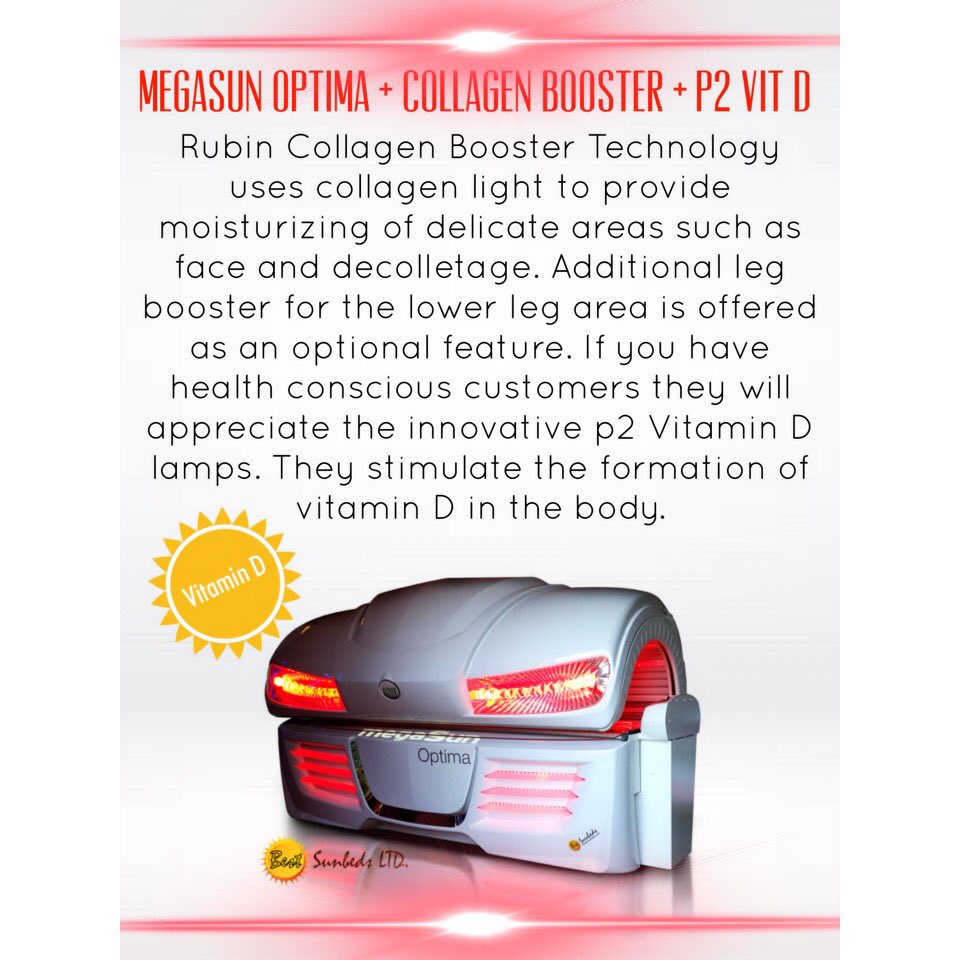 BestSunbedsLtd's tweet photo. ☀️ What do collagen sunbeds do? They naturally stimulate the production of Collagen and Elastin in the body and increases circulation by the formulation of new capillaries which speed up the healing process in damaged skin. ☀️ 

Visit https://t.co/OJGF3TYZKr #collagen #tanning https://t.co/HEP9LN2yXB