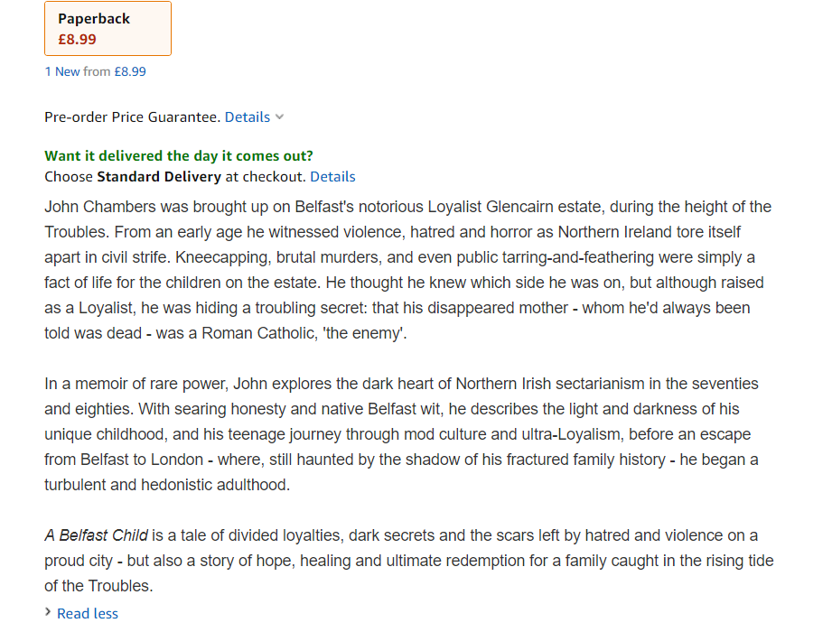 ABelfastChild1's tweet photo. My autobiography:  A Belfast Child is now available to pre-order on Amazon , launch date is 30th April. 

Image below of Book cover and outline of my story

You can pre-order via this link on Amazon  https://t.co/QAjG1d3u6H

Visit my blog for more  info: https://t.co/cpdGDOXdgy https://t.co/71z7bgjwQ5