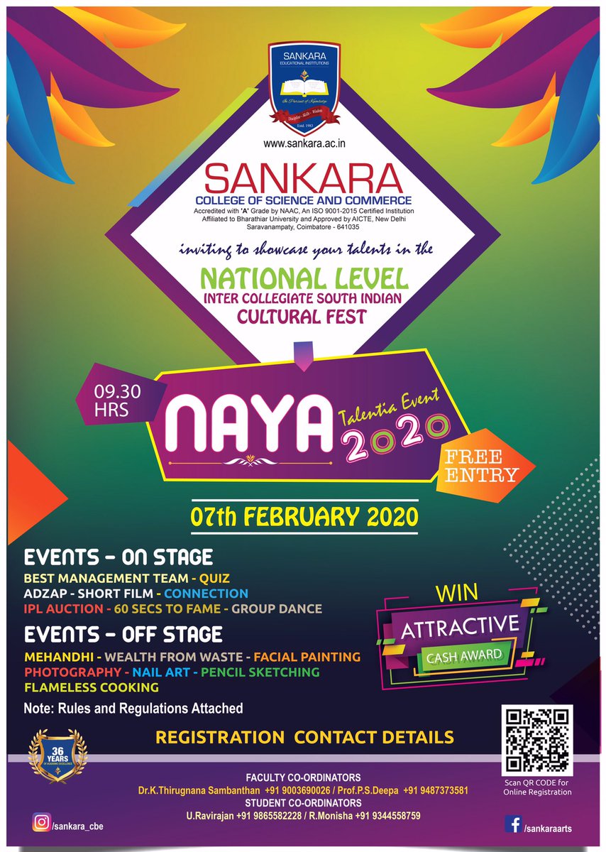 sankaracbe's tweet photo. Online Registration Link is here! 
https://t.co/LkuuaTi9nt
Last Date for Registration is 2nd February 2020! 

#sansac #sankara #naya2020 #collegeevent #sankaraevent #sansacevent #coimbatoreevent #nationallevelevent #nationalfest #culturalfest #managementevent #southindianfest https://t.co/hM8WtCzMmz