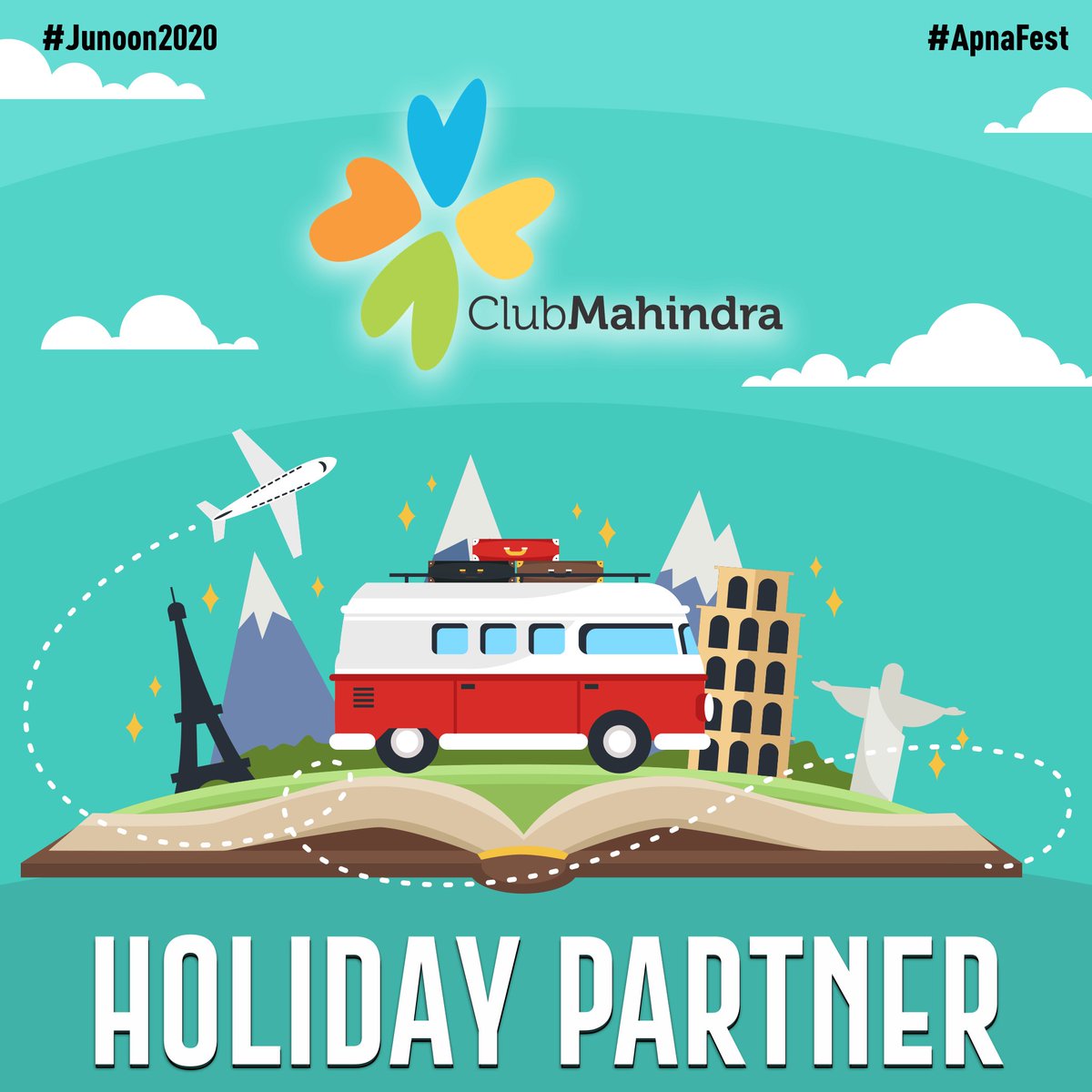 junoonsportfest's tweet photo. Join us in welcoming our Official Holiday Partner for JUNOON 2020, @clubmahindra 🏖️

Welcome to the Junoon Family ✨🎉

#Junoon2020 #ApnaFest #holiday #partner https://t.co/aoq6LZrgMH