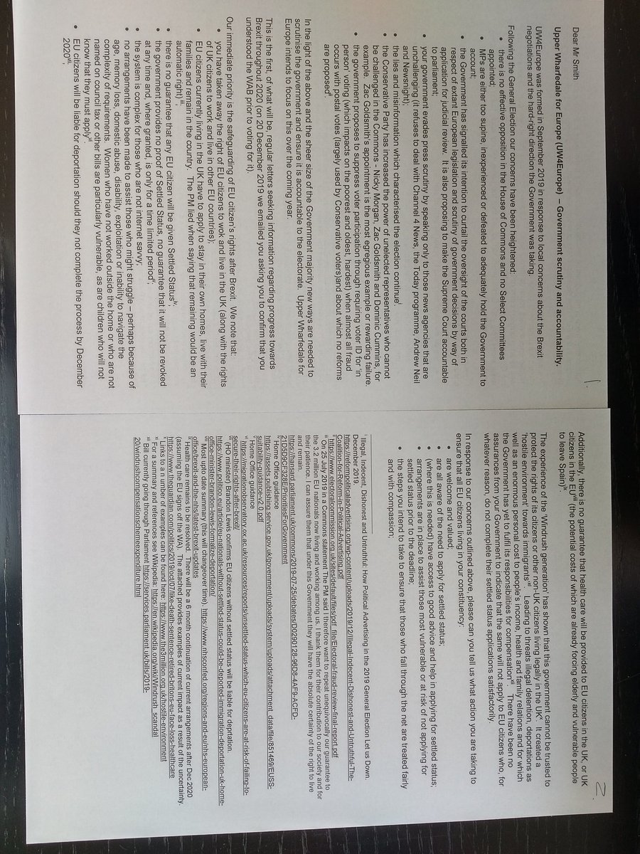 UW4Europe's tweet photo. Back on track, contents of 1st letter of the year to MP (Julian Smith, Skipton and Ripon). Feel free to use if helpful. https://t.co/NmYad4dedl