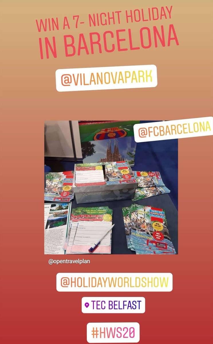Enter our raffle competion, win a 7-night family holiday <a href="/vilanovapark/">VilanovaPark</a> + free airport transfers from #Barcelona El Prat (BCN). STAND D6 <a href="/holworldshow/">Holiday World Show</a> @TECBelfast #HolidayWorldShow2020 #TravelBlog #NorthernIreland #Belfast #Raffle #Competition #FreePicks