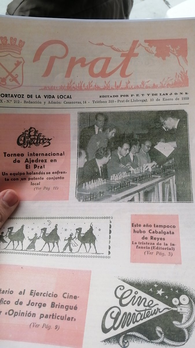 escacsprat's tweet photo. @ManoloGol1 me acaba de dar este papel de una revista del Prat del año 1959!! Muchas gracias. Haremos indagación a ver si conocemos algún jugador de los que participó. ¿Y vosotros? https://t.co/P6opoWYvWx